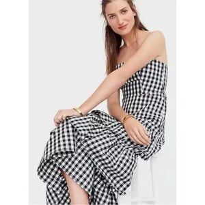 J. Crew gingham maxi tiered black white 10 large checker plaid